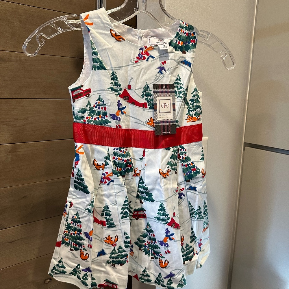 NWT Classic Prep Childrenswear Arden Dress in Tree & Ski Print - 4T Christmas